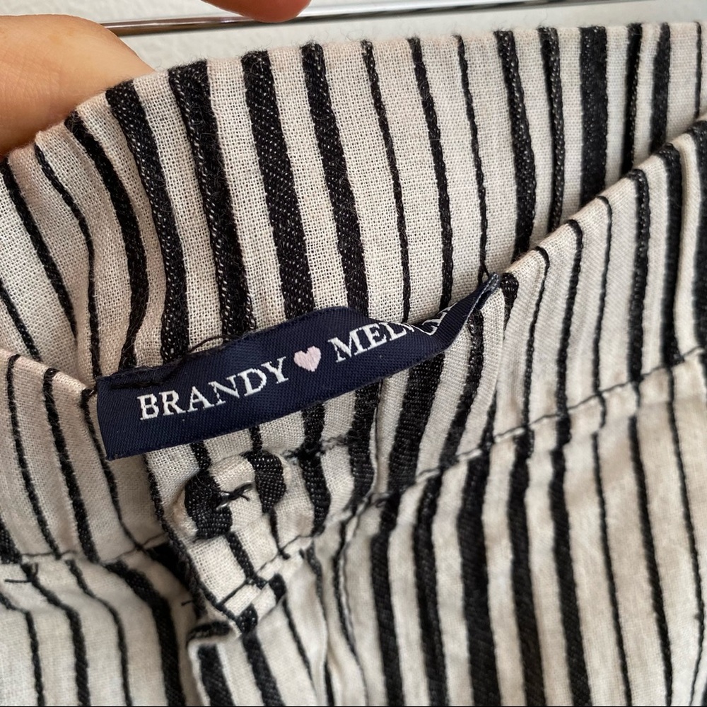 Brandy Melville Tilden Pants Black and White Stripped Button Zip Up Trousers - Picture 6 of 11